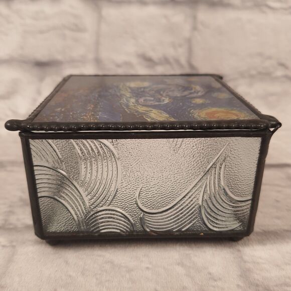 Van Gogh Starry Night Stained Glass Decorative Trinket Box 4x4" Museum Art Decor - Picture 5 of 8